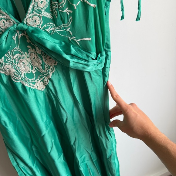 Free People Cooper Maxi Dress Lace Detail Verdis Green Sz 8 - Picture 7 of 12